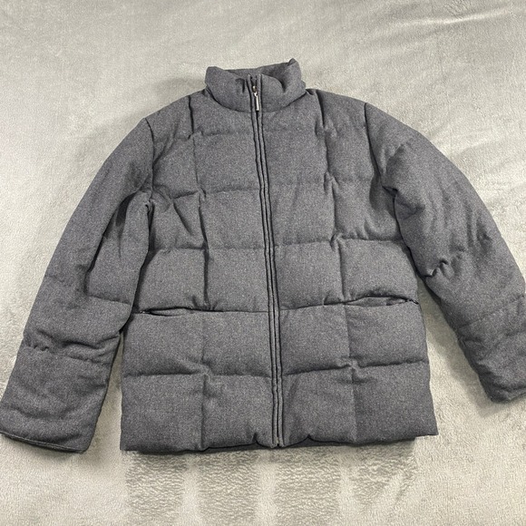 Hilary Radley Jackets & Blazers - SOLD-Hilary Radley Gray Wool Blend Quilted Down Puffer Jacket Women's Size S